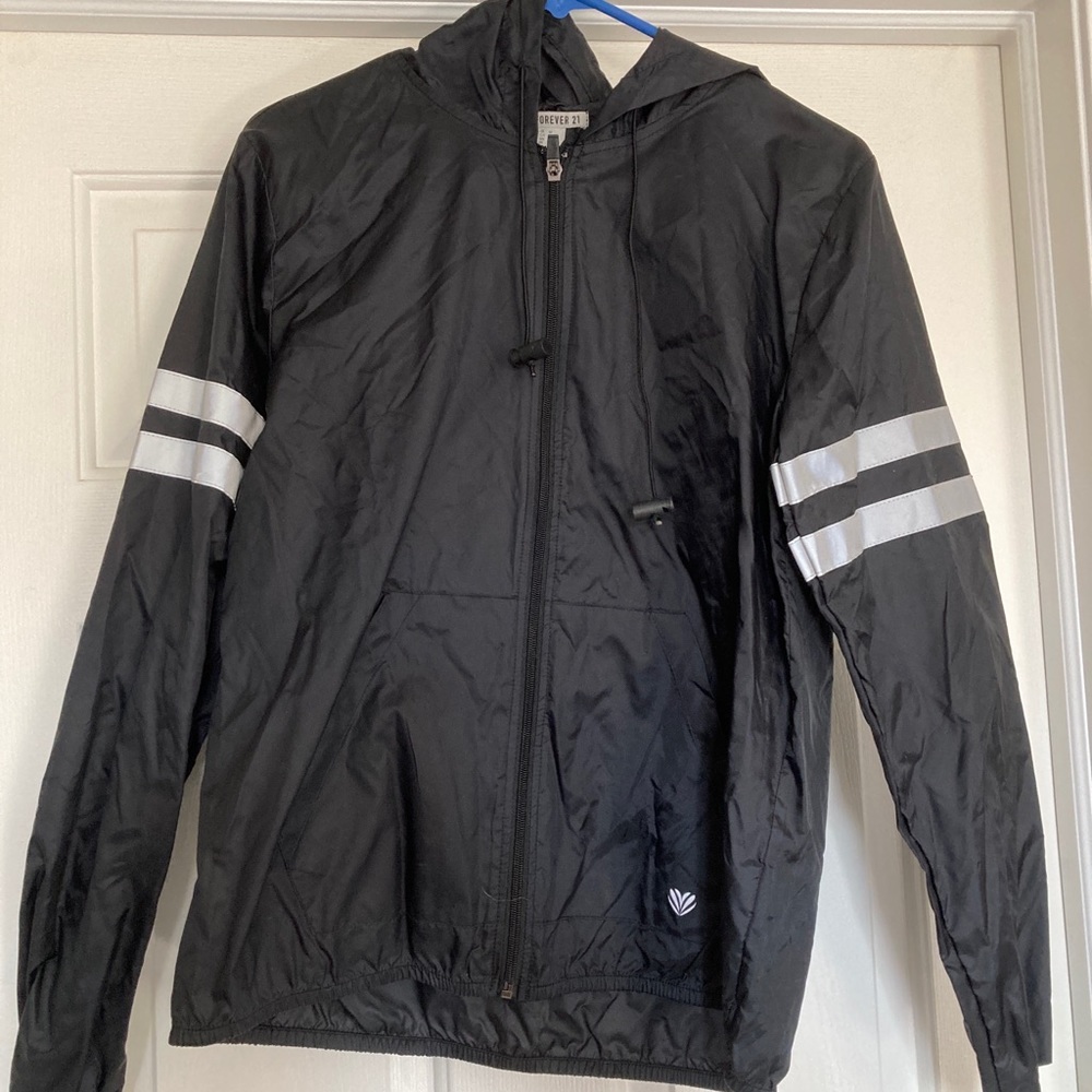 black zip up windbreaker